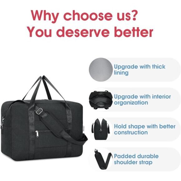 For Spirit Airlines Personal ItemBag 18x14x8 Foldable Travel DuffelBag Underseat - Picture 5 of 7